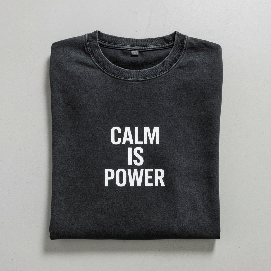 Calm Is Power – Snow-Washed Oversized Cotton Tee | Wavyy Tees