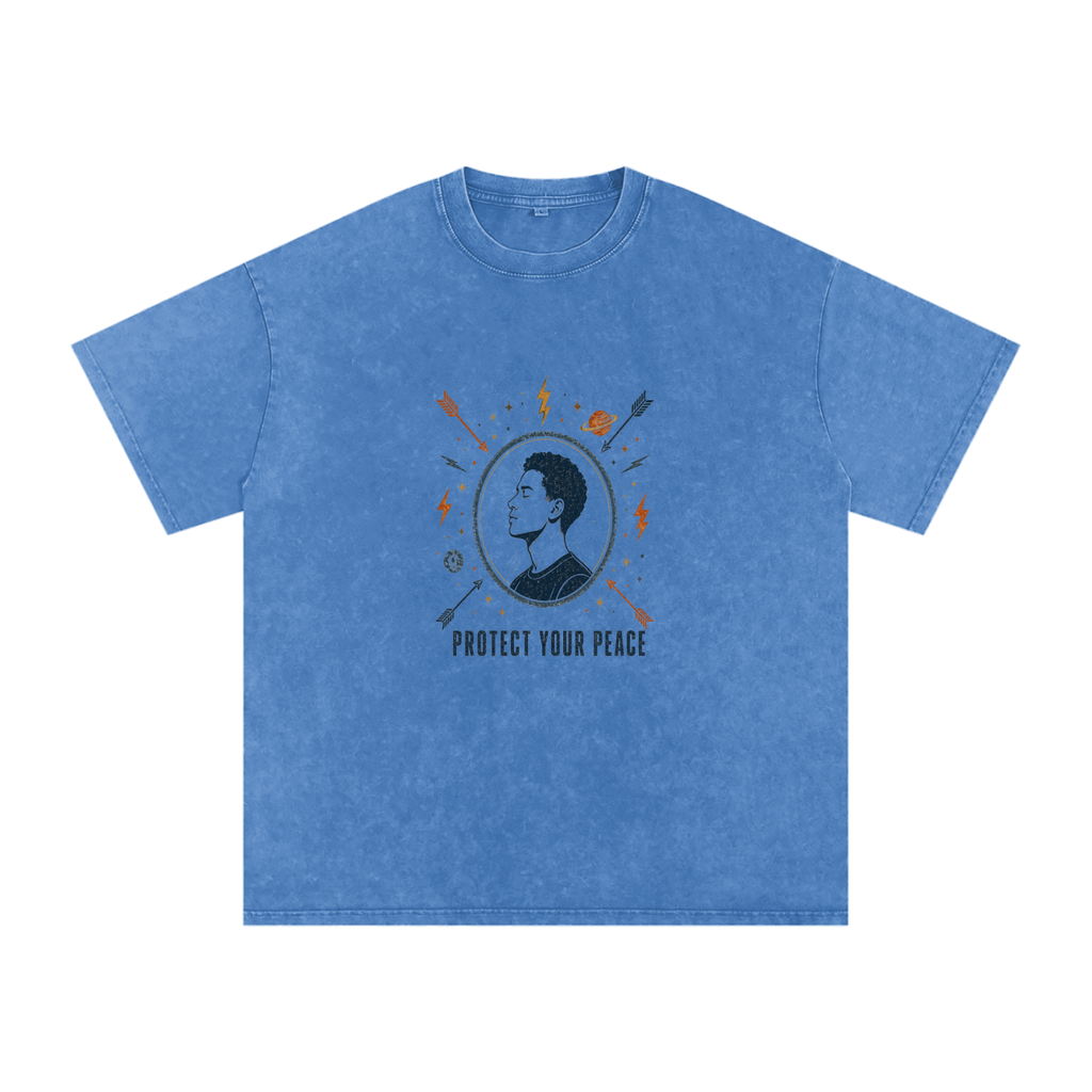 Protect Your Peace Snow Washed Oversized Cotton T-Shirt