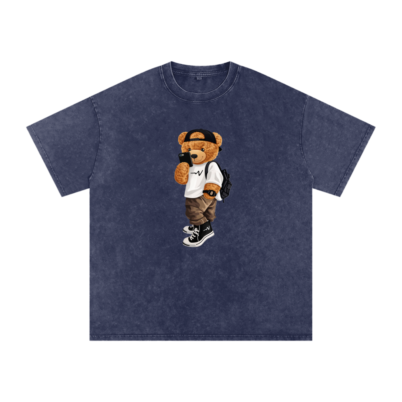 Teddy Bear Snow Washed Oversized Cotton T-Shirt