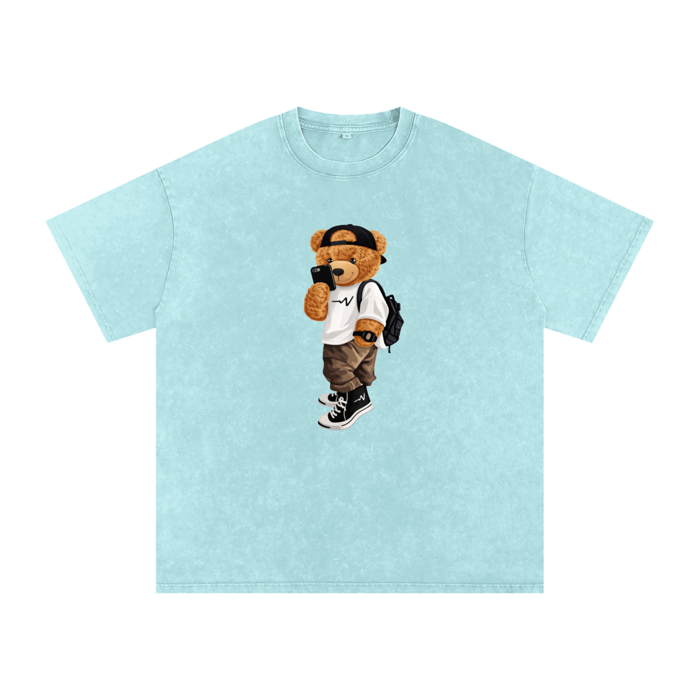 Teddy Bear Snow Washed Oversized Cotton T-Shirt