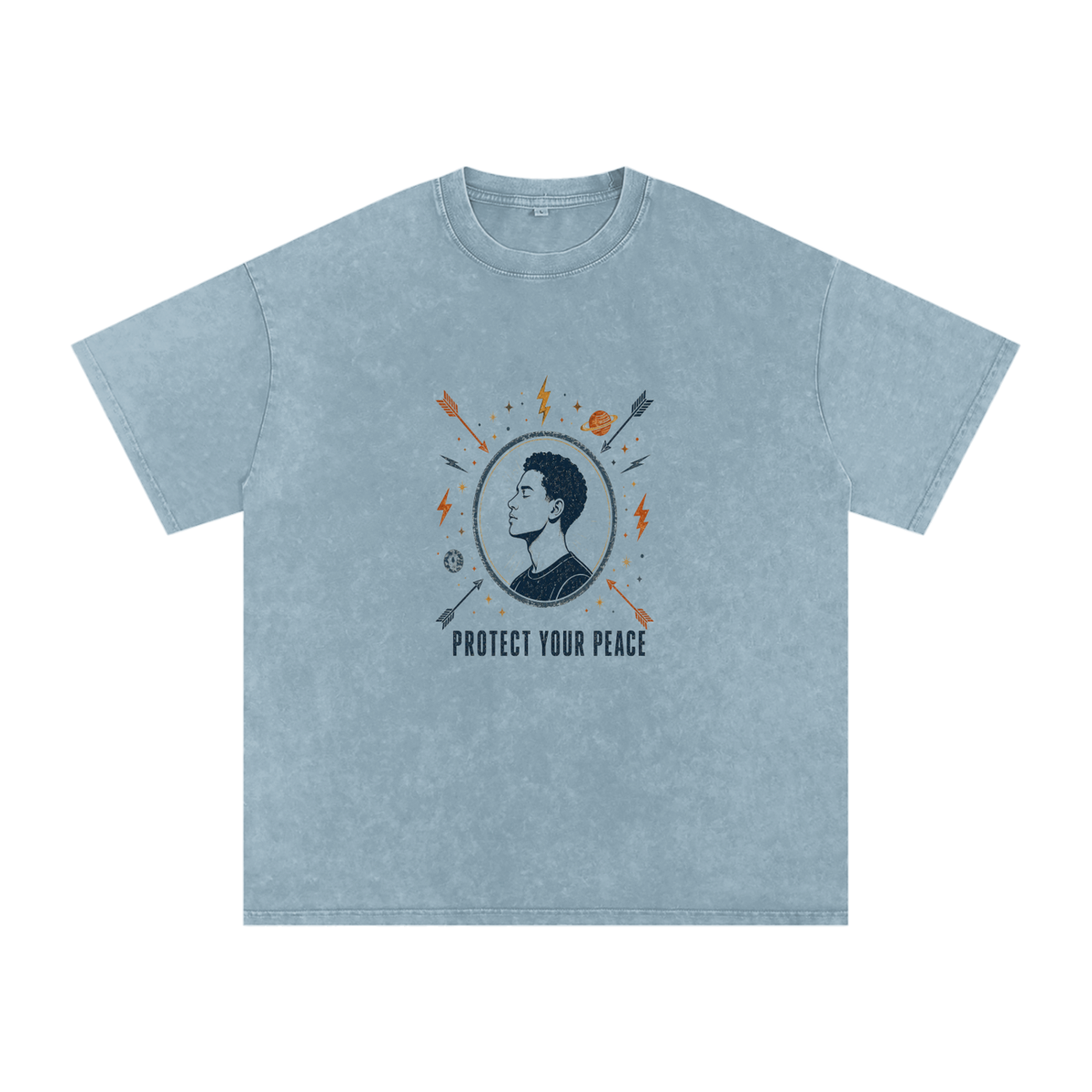 Protect Your Peace Snow Washed Oversized Cotton T-Shirt