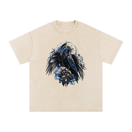 Black Eagle Snow Washed Oversized Cotton T-Shirt