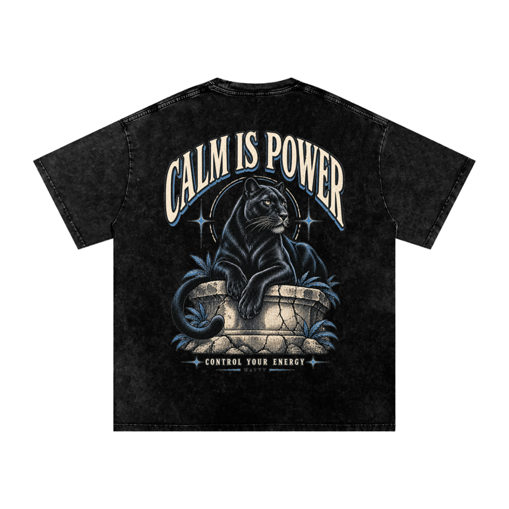 Calm Is Power Snow-Washed Oversized Tee
