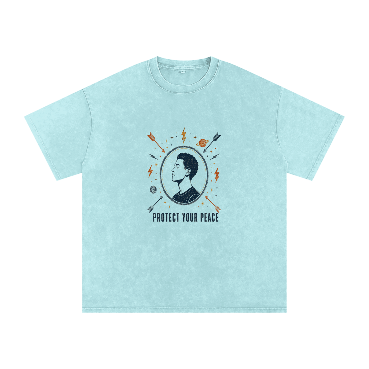Protect Your Peace Snow Washed Oversized Cotton T-Shirt