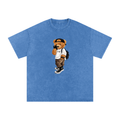 Teddy Bear Snow Washed Oversized Cotton T-Shirt