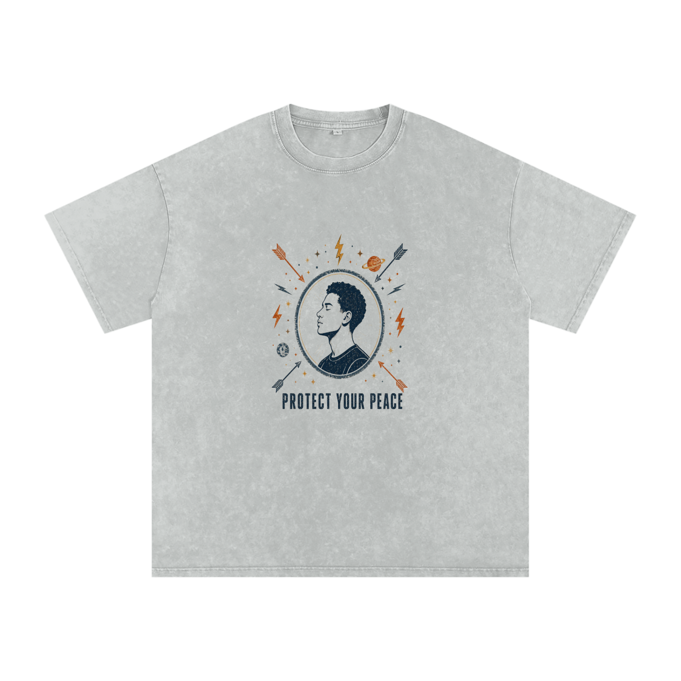 Protect Your Peace Snow Washed Oversized Cotton T-Shirt