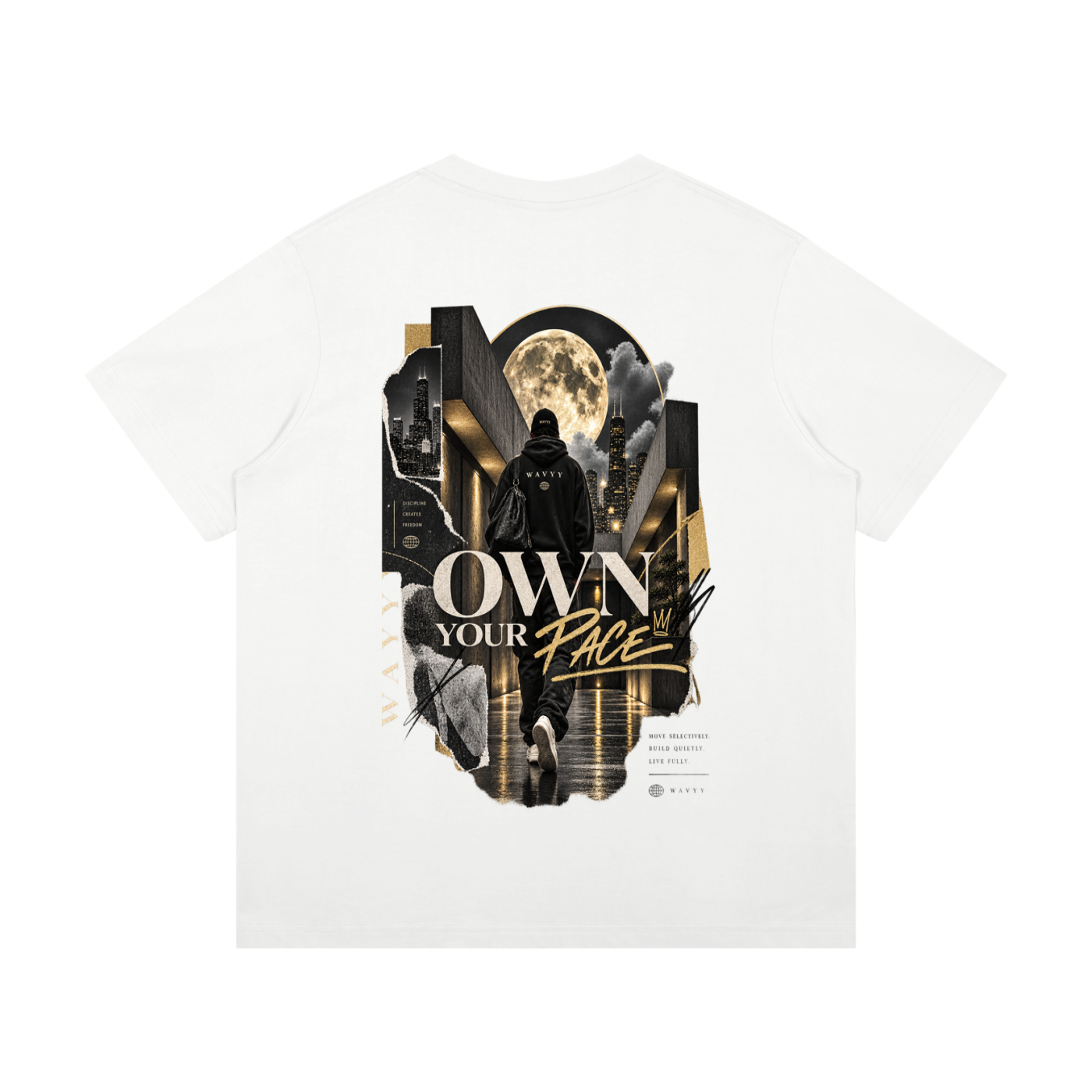 Wavyy Crest Heavyweight Tee – White