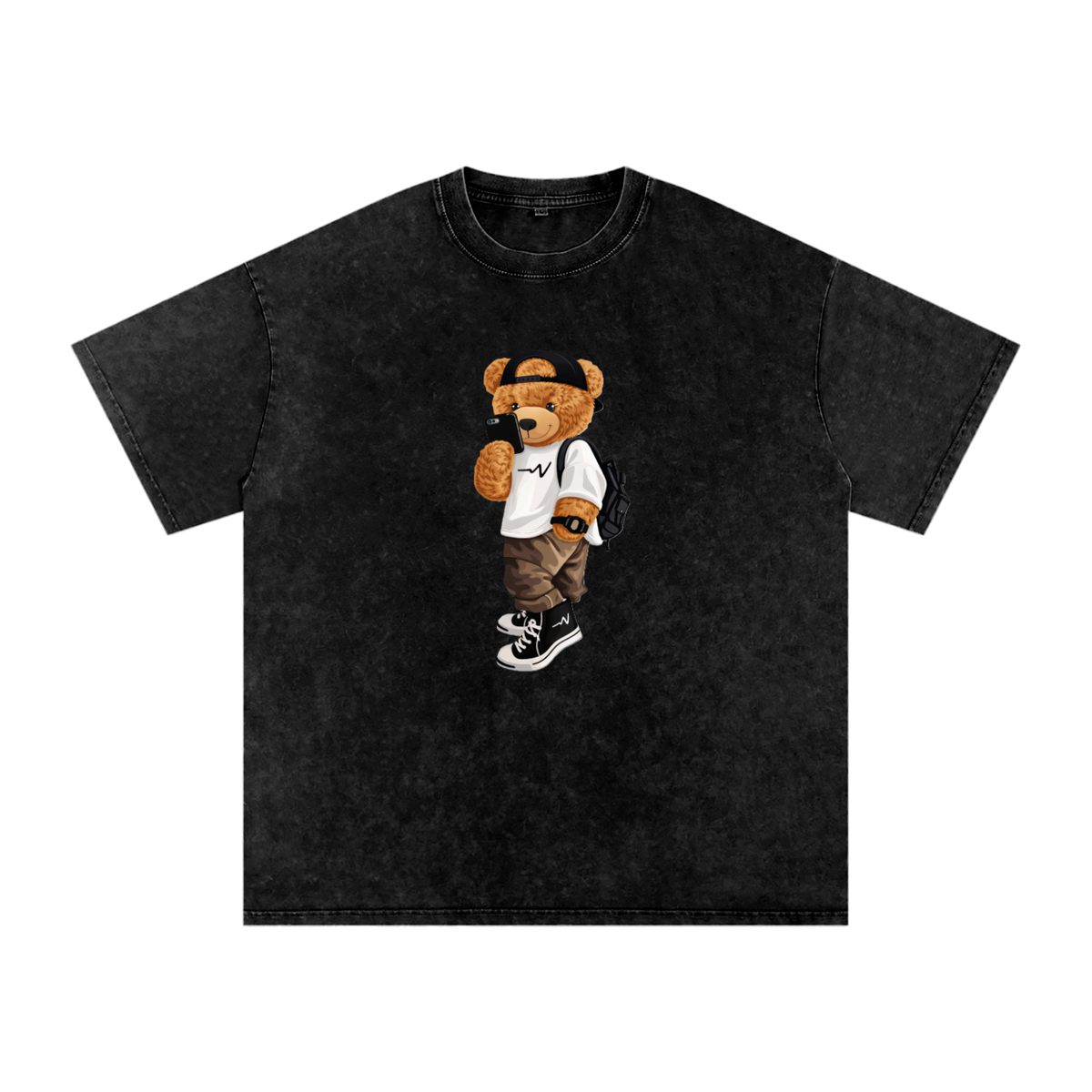 Teddy Bear Snow Washed Oversized Cotton T-Shirt