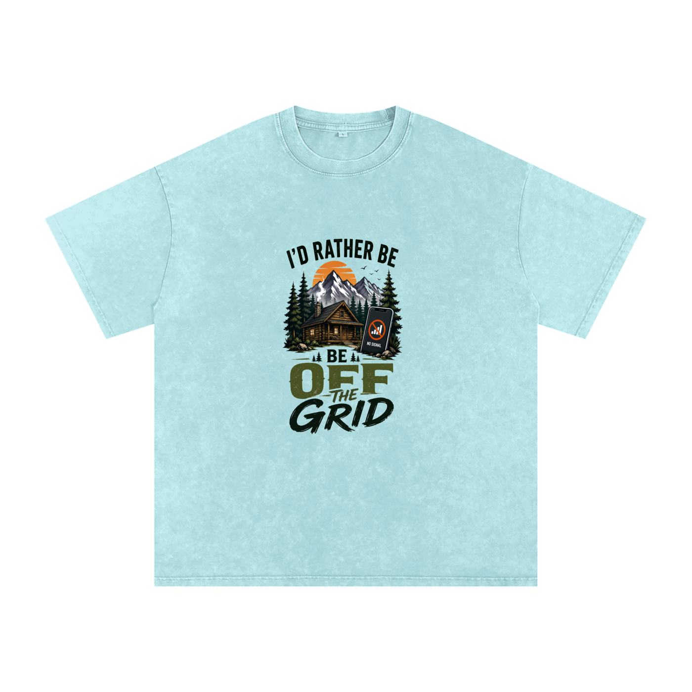 I'd Rather Be Off The Grid Snow Washed Oversized Cotton T-Shirt