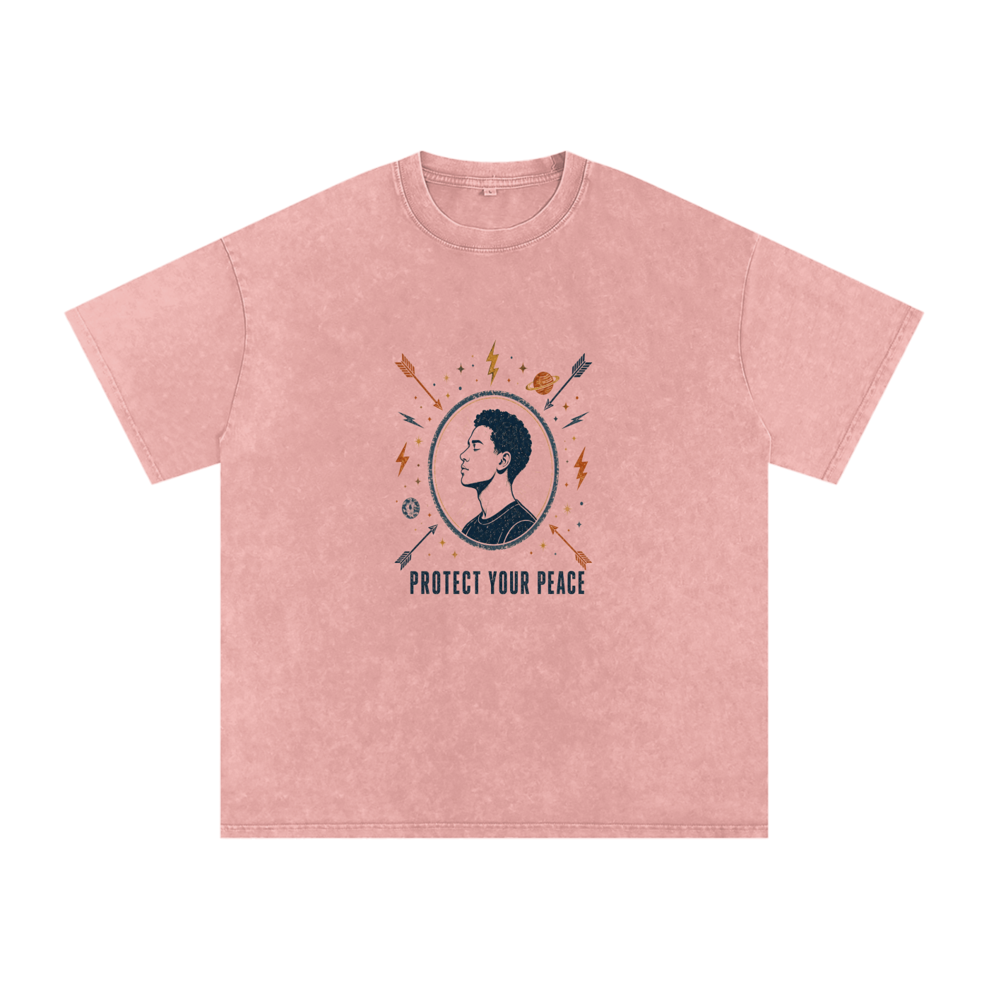 Protect Your Peace Snow Washed Oversized Cotton T-Shirt