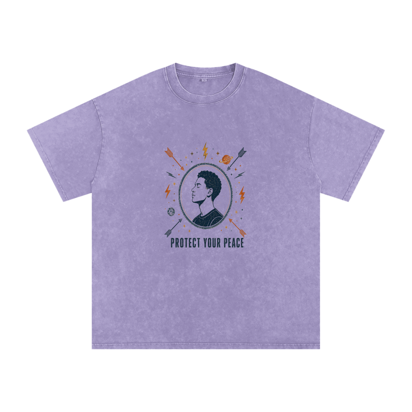 Protect Your Peace Snow Washed Oversized Cotton T-Shirt