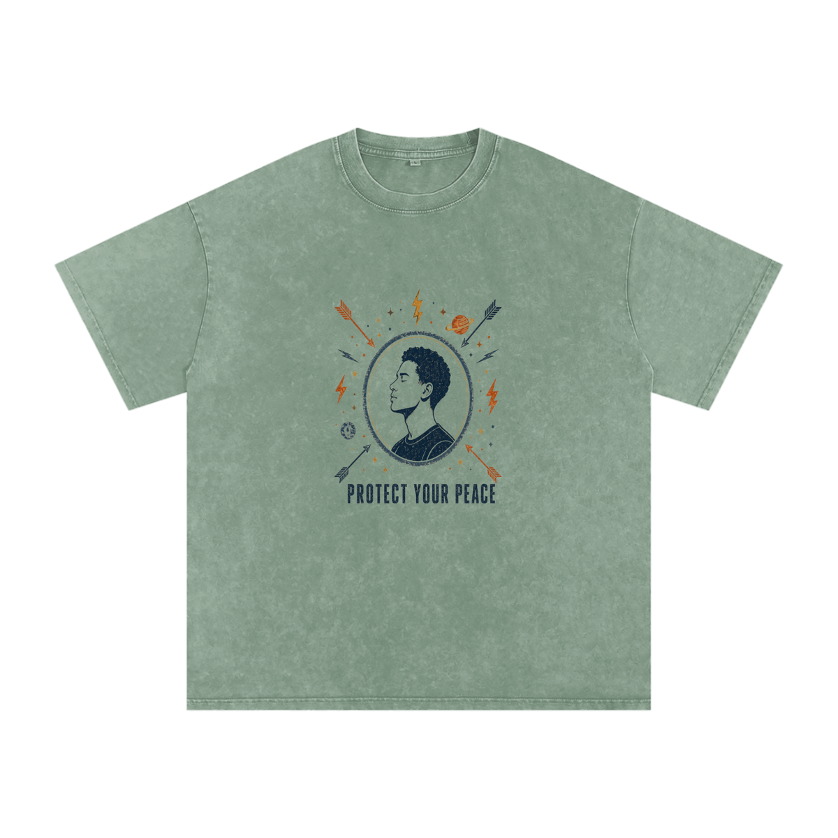Protect Your Peace Snow Washed Oversized Cotton T-Shirt