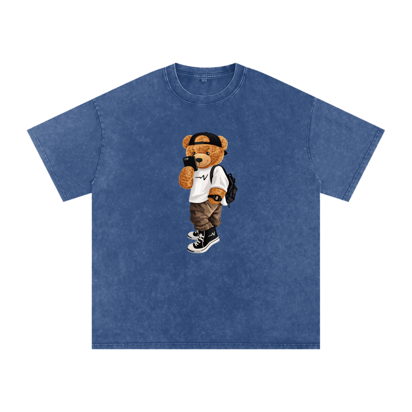 Teddy Bear Snow Washed Oversized Cotton T-Shirt