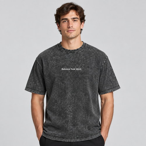 Balance Took Work tee on a model