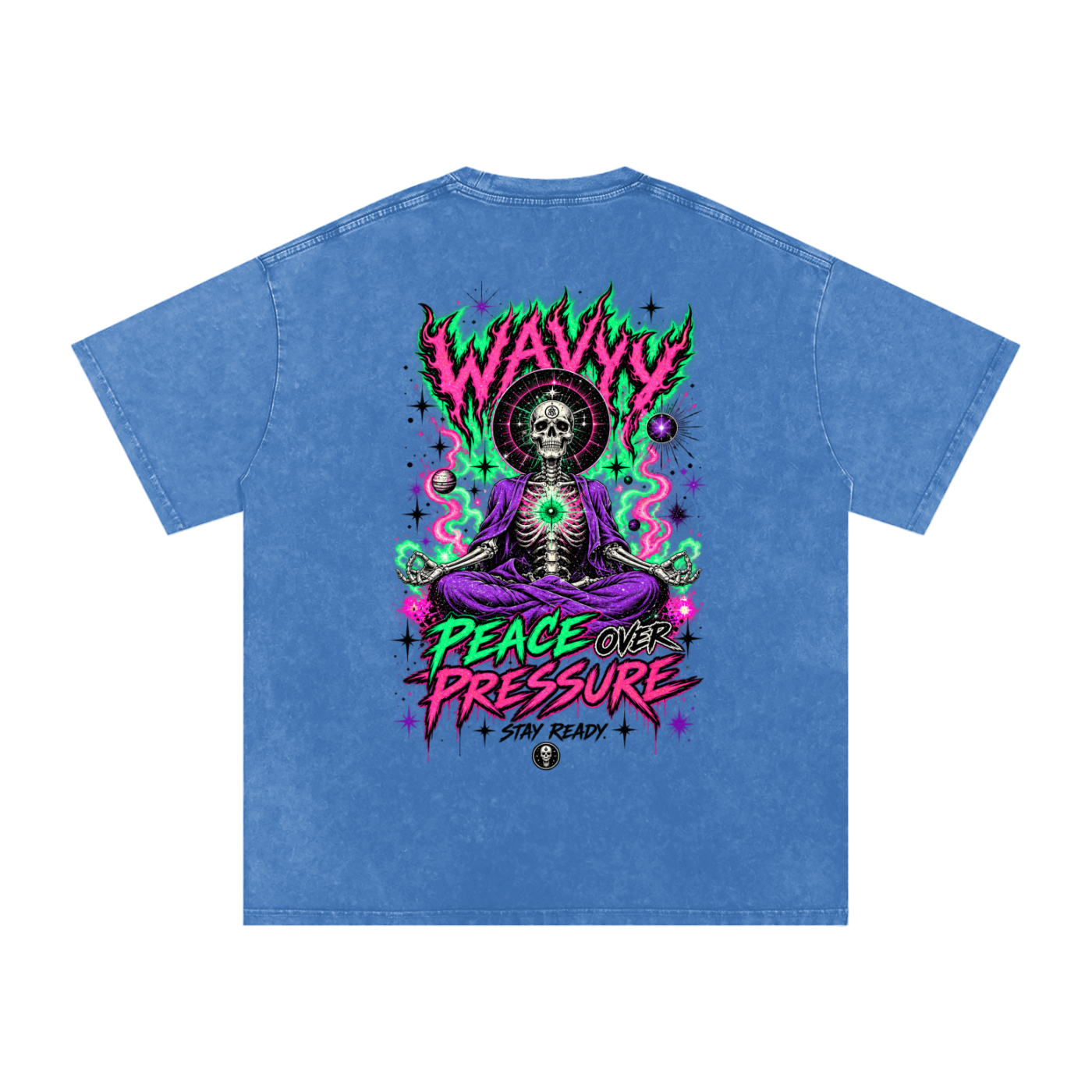 Wavyy Flame Snow Washed Oversized Cotton T-Shirt
