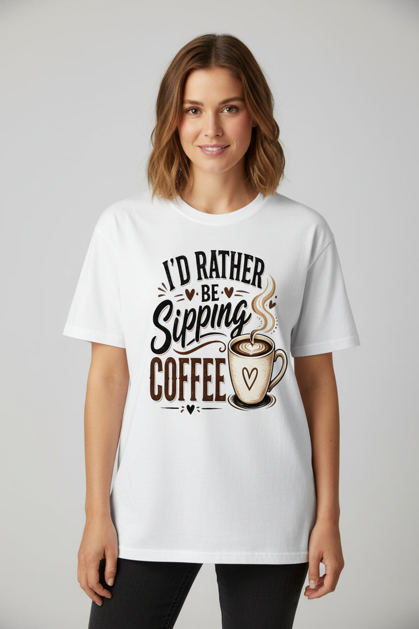 Rather Be Sipping Coffee Cotton T-Shirt