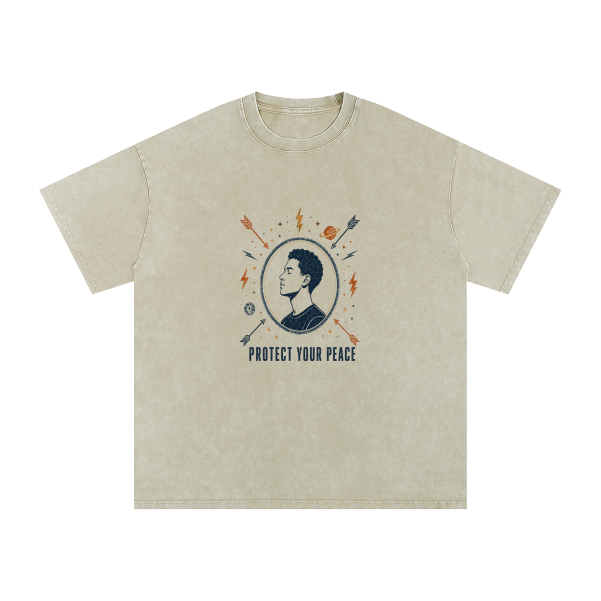 Protect Your Peace Snow Washed Oversized Cotton T-Shirt