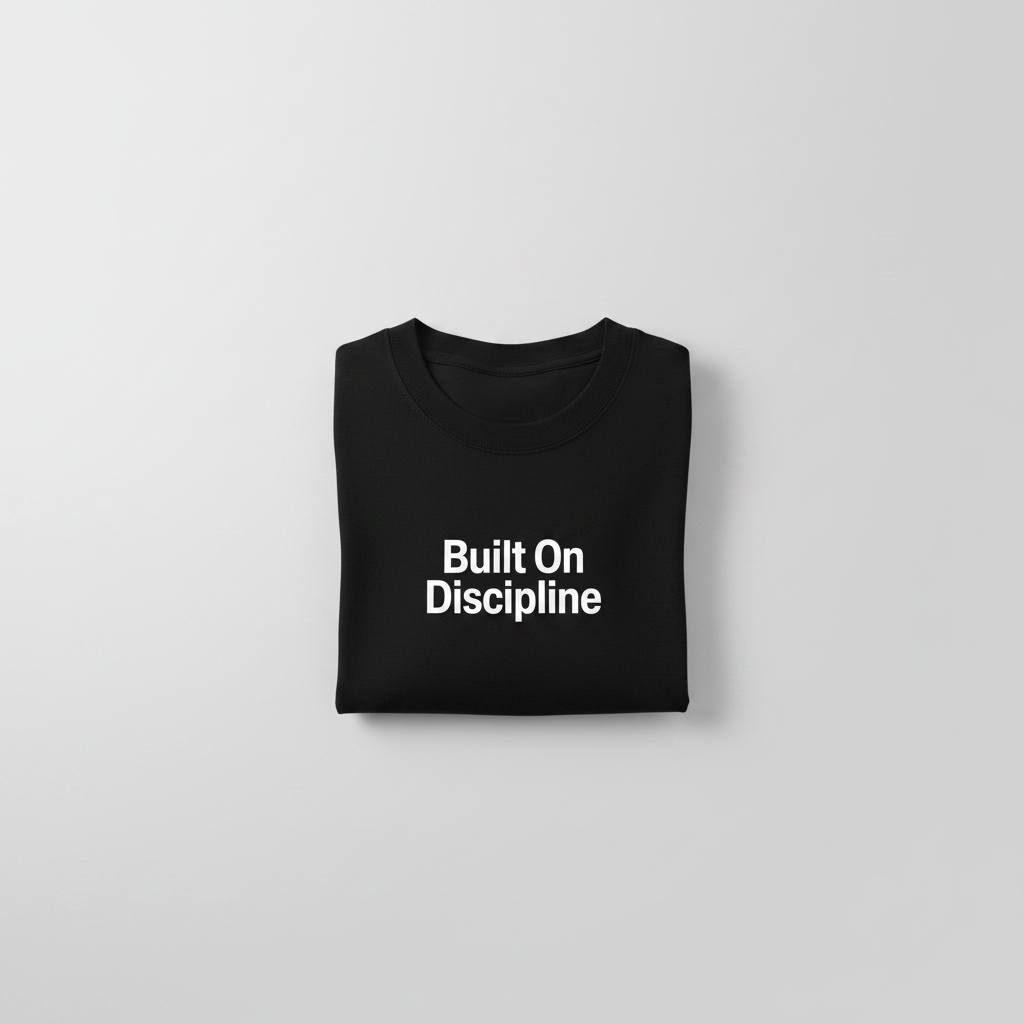Discipline Tee – Folded Flat-Lay