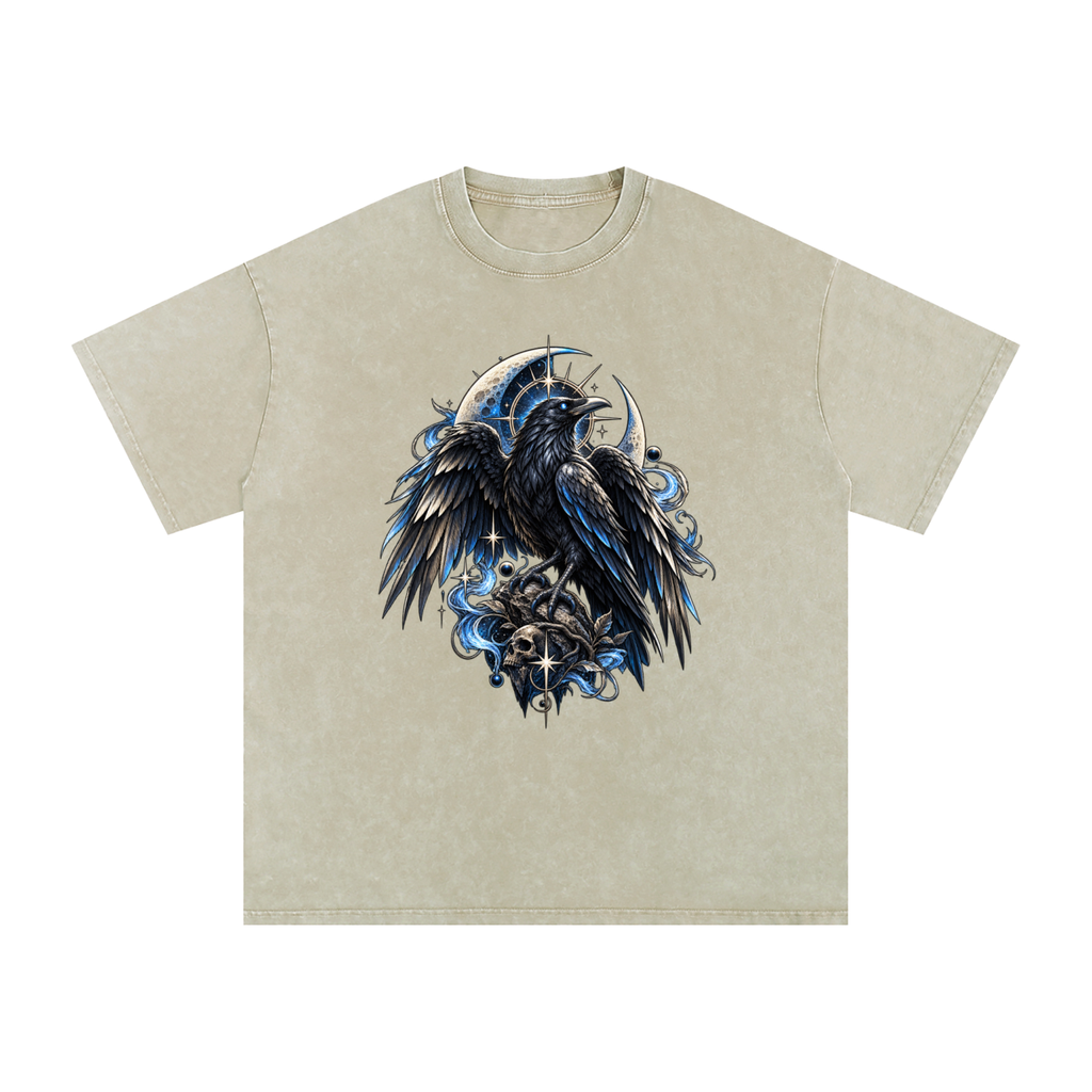 Black Eagle Snow Washed Oversized Cotton T-Shirt