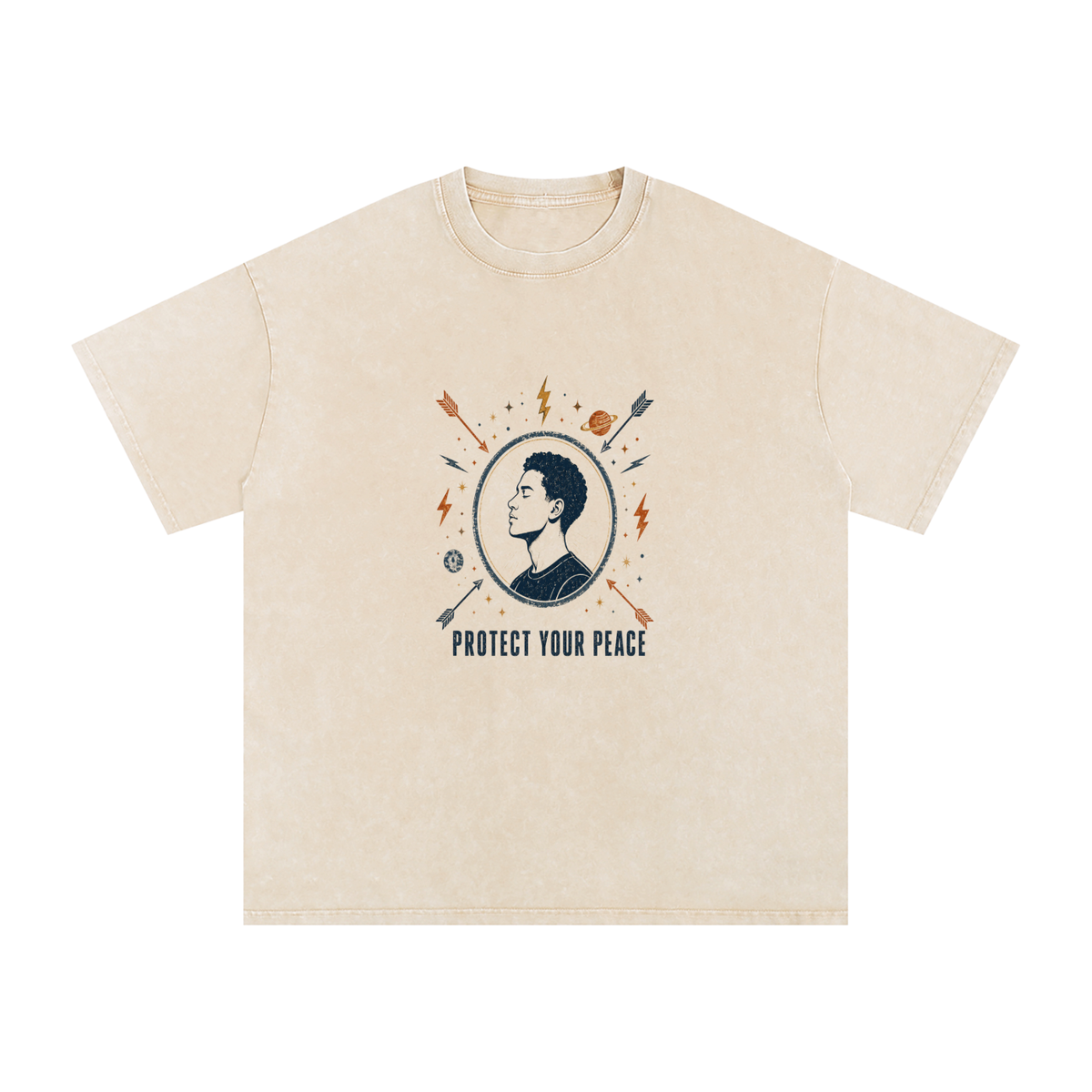 Protect Your Peace Snow Washed Oversized Cotton T-Shirt