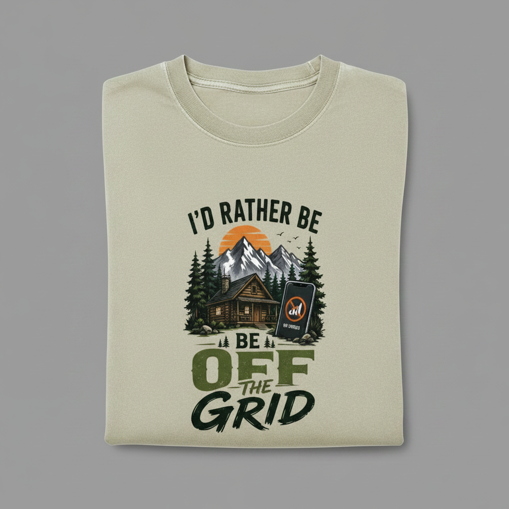 I'd Rather Be Off The Grid – Grey Background