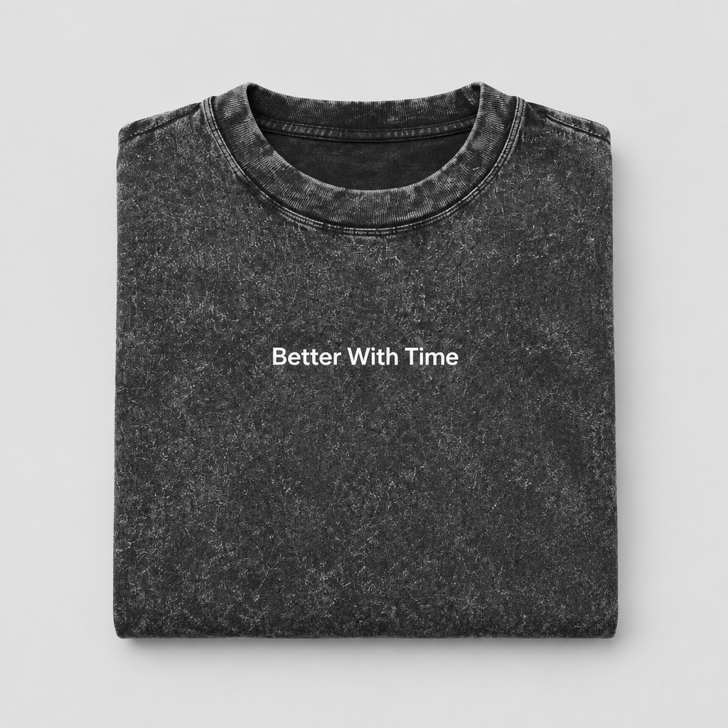 Folded Better With Time snow washed charcoal cotton tee