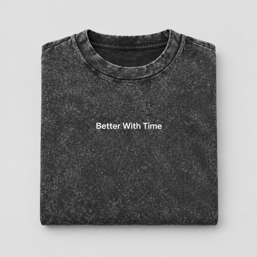 Folded Better With Time snow washed charcoal cotton tee