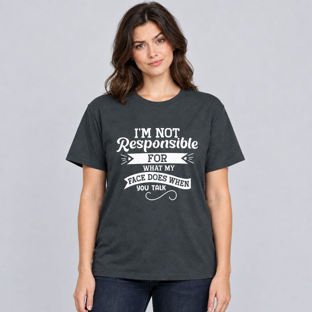 Model with a skeptical expression to match the quote