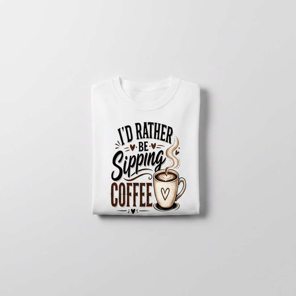 Rather Be Sipping Coffee Tee – Folded Flat-Lay