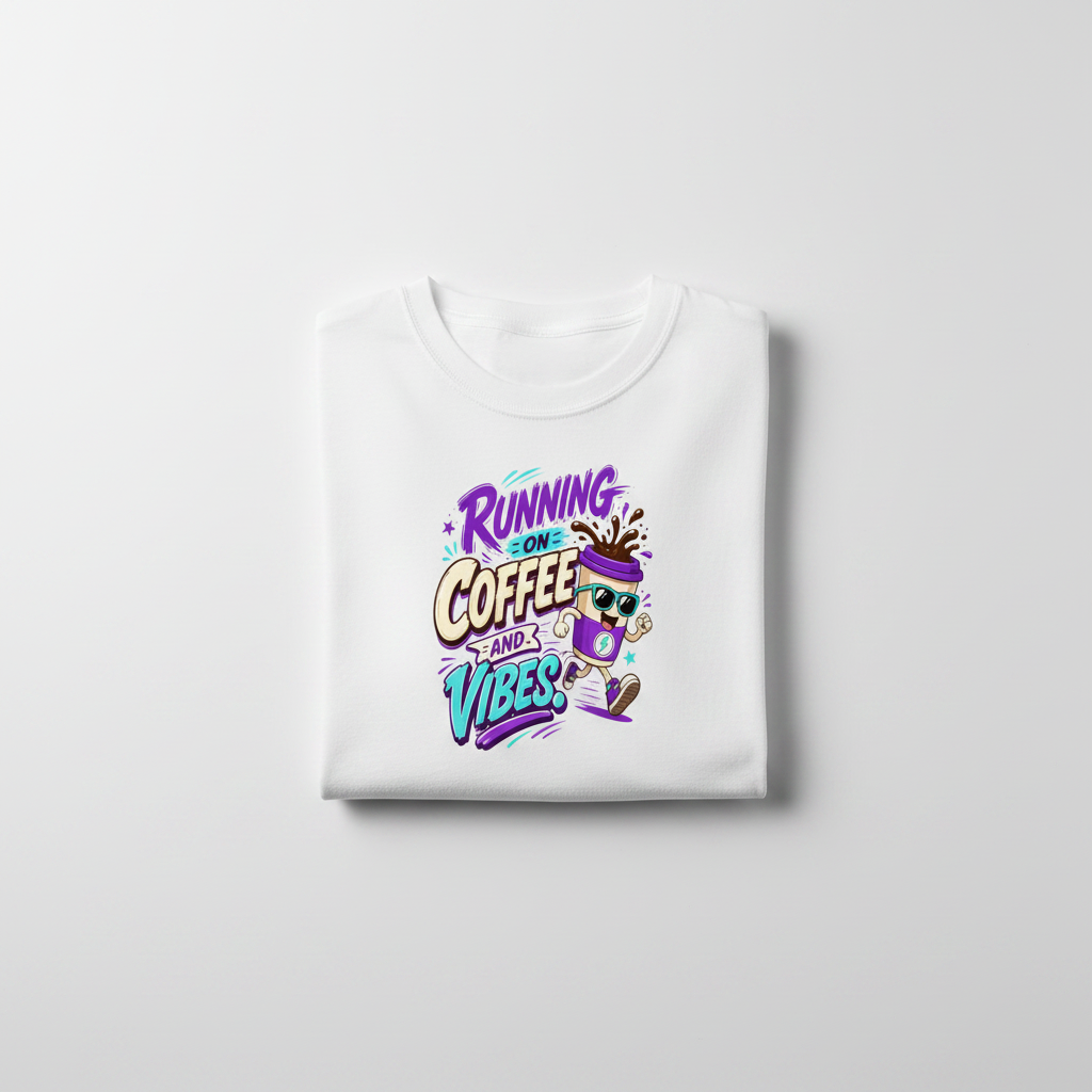 Running On Coffee Tee – Folded Flat-Lay