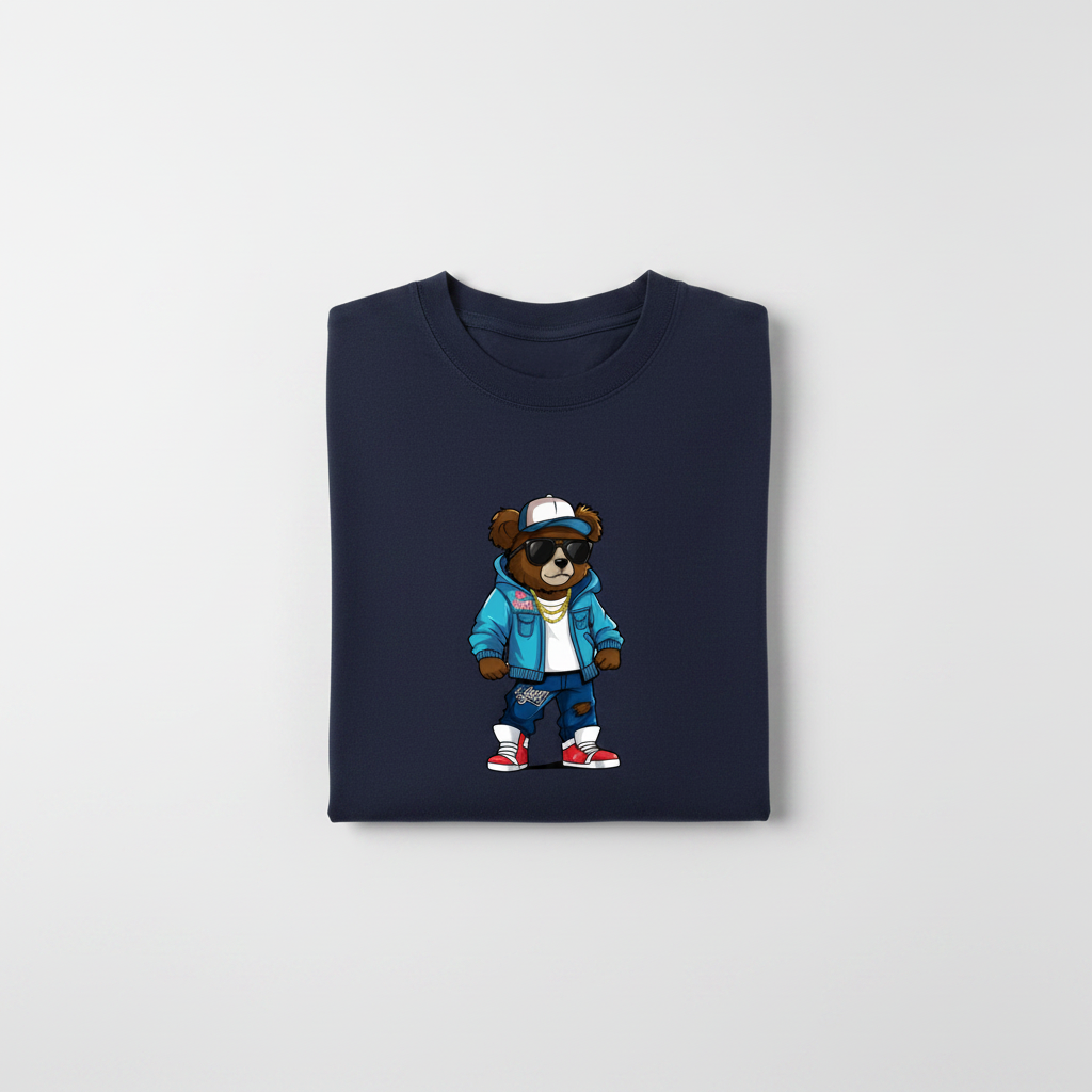 Wavyy Teddy Bear Tee – Folded Flat-Lay