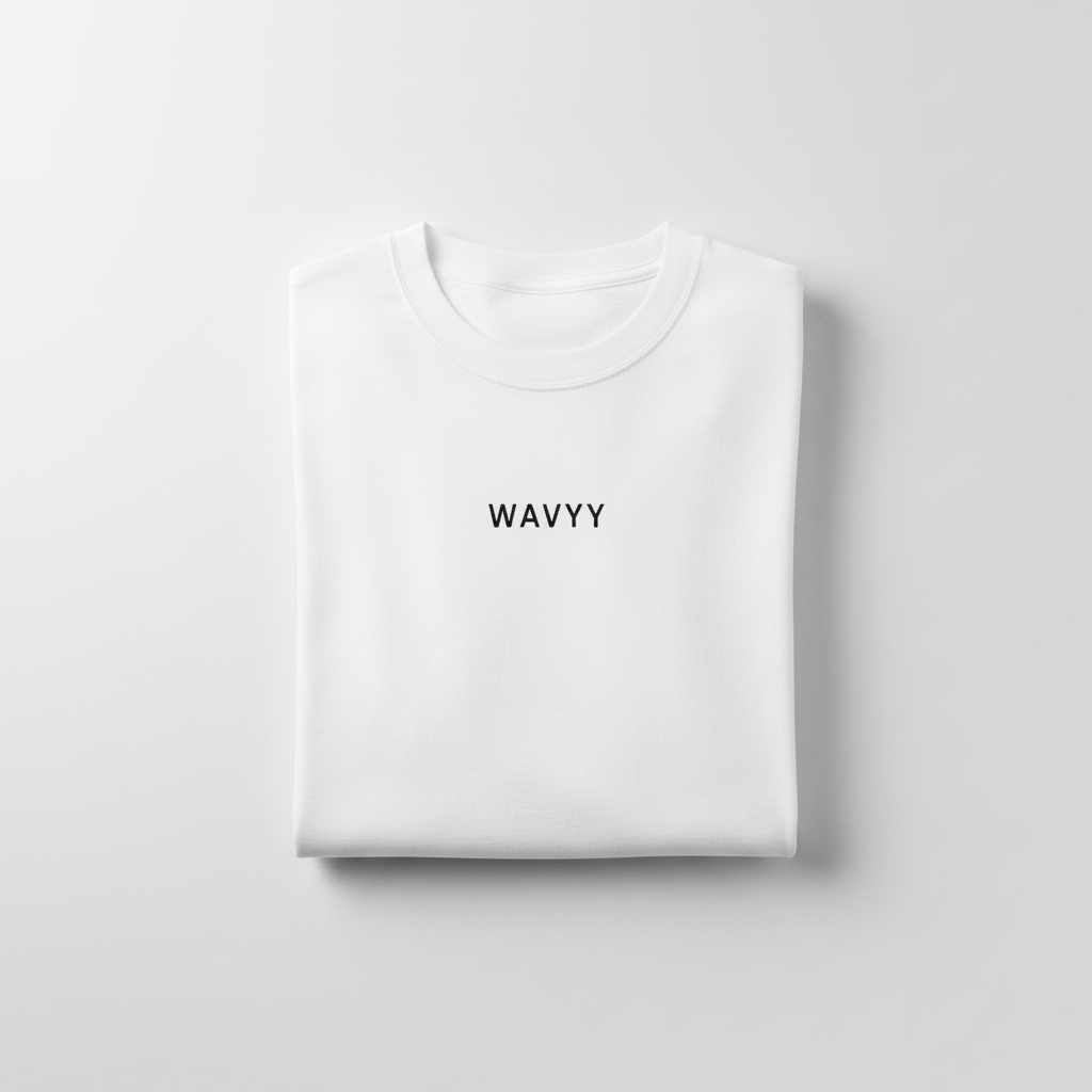 Wavyy Wordmark Tee – Folded Flat-Lay